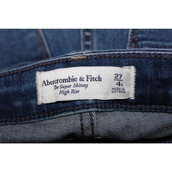 Womens Abercrombie & Fitch The Super Skinny High Rise Blue Denim Jeans Size 27 4 - Picture 3 of 5